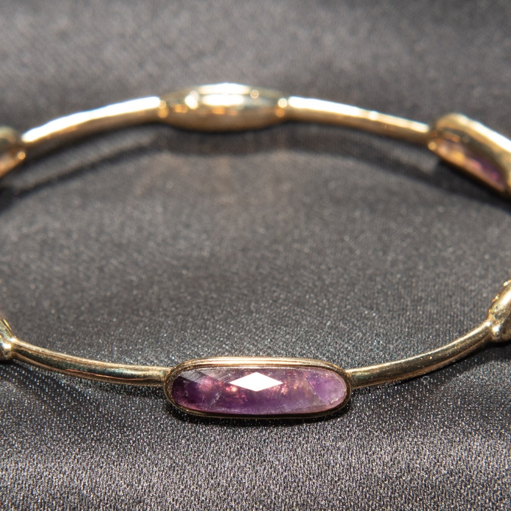 Melinda Maria Gold Amethyst Pave Bangle
